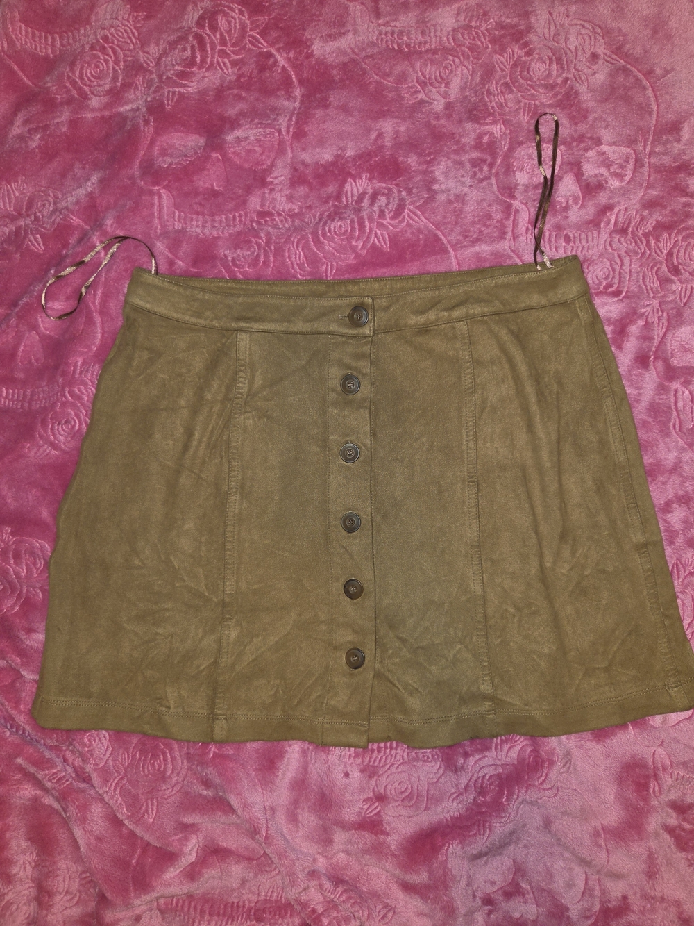 Wayf Brown Button-Front Mini Skirt